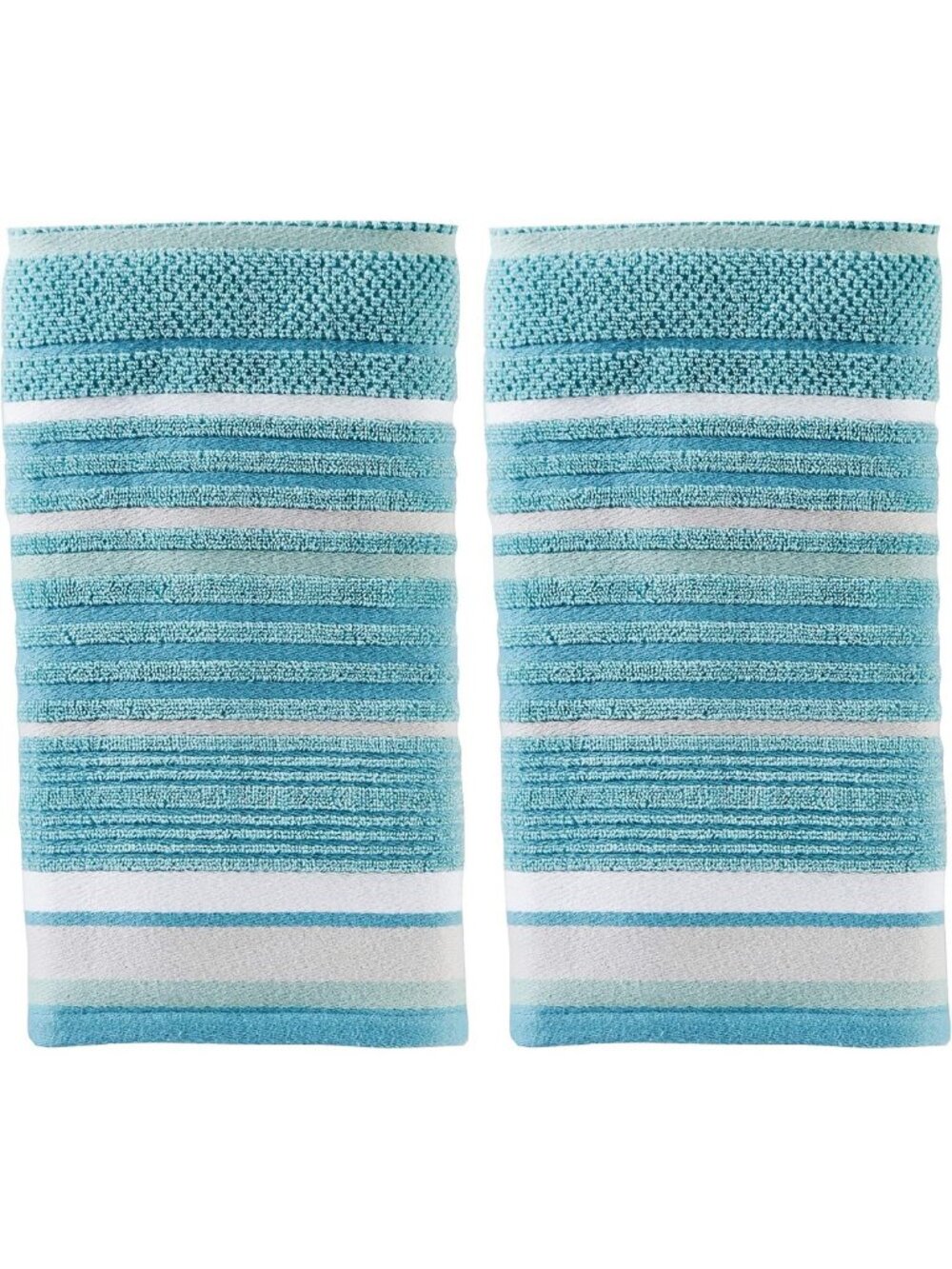 Soft & Absorbent 100% Cotton 2-Piece Hand Towel Set, Jacquard, Teal, 550 GSM